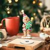 Desktop Ornament for Christmas Xmas Acrylic Ornament, 2D Flat Tree Gingerbread Man with Decorative Holiday Rotatable Base, Table Centerpiece