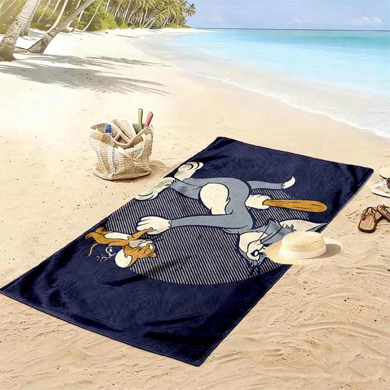 Tom and Jerry2 Print Beach Towel, Large Soft Quick Dry Towel for Beach Camping Swimming