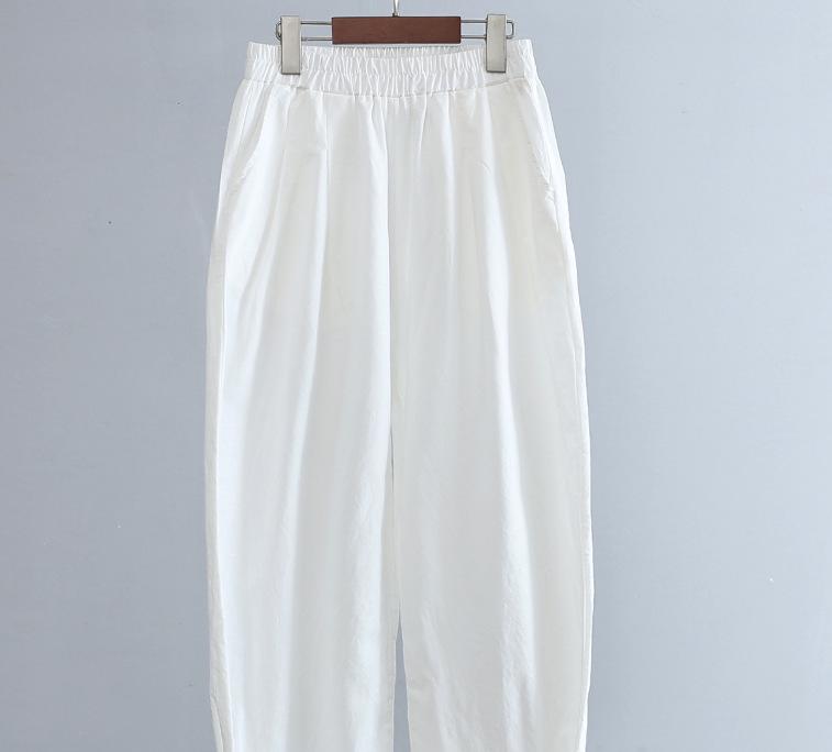 2025 Damen Schlankmachende Baumwoll-Leinen Karottenhose - Lässig, Leichte Sommer Neun-Punkte-Hose