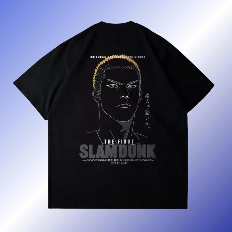 Large Cotton Men's Japanese Anime 2025 Slam Dunk Master Printed Short Sleeve T-shirt Summer Casual Loose T-shirt Top Clothing