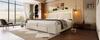 Upholstered bed 180x200 cm with hydraulic storage, headboard compartment, LED lighting, USB & USB-C port, wood slat frame, beige, linen, no mattress