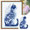 Cute Cat/Dog Full Embroidery Eco-cotton Thread 11CT Printed Cat Cross Stitch Kit Arts DIY Handmade Ornament Home Decor 40*40cm