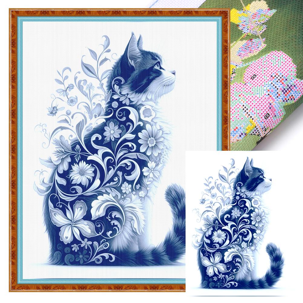 Cute Cat/Dog Full Embroidery Eco-cotton Thread 11CT Printed Cat Cross Stitch Kit Arts DIY Handmade Ornament Home Decor 40*40cm