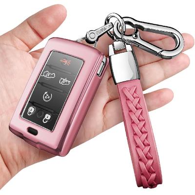 Autophone Compatible With Jeep Key Fob Cover With Keychain Fit For -2025 Grand Cherokee L Grand Wagoneer L Wagoneer Grand Cherokee L 5-6 Buttons