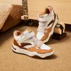 Anta Kids Synthetic Leather Fashion Versatile Lightweight Shock Absorbing High-Top Sneakers Kids Sneakers Ivory-White Lotus-Root-Brown A12448004-4