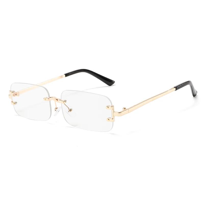 New Rimless Rectangle Sunglasses Men Fashion Vintage Gradient Multi-color Sun Glasses Women New Trendy Brand Design Shades
