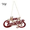 Seasonal Garland Door Decorations Flocked Christmas Ornaments with Gold Edging, Retro Red Velvet Hanging Holiday Tree Decoration, Elk Gingerbread Man