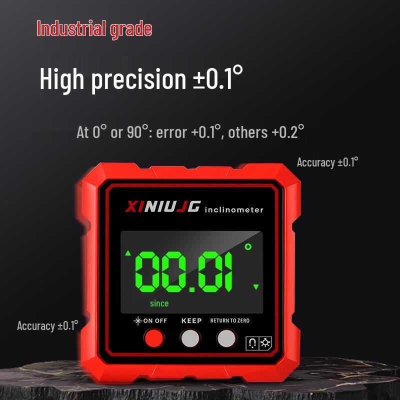 High-Precision Digital Laser Inclinometer with Magnetic Base and Large Display