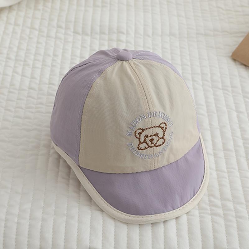 Casquette à visière pour bébé Chapeau de baseball à bord doux Motif petit ours Chapeau de soleil Chapeau pour enfant