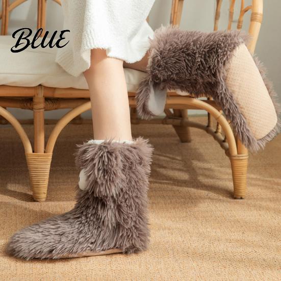 Soft Fuzzy Socks for Sleeping 2 Pairs Cute Big Eye Monster Plush Floor Socks Non-Slip Cozy Thermal House Indoor Slipper Women Warm Winter