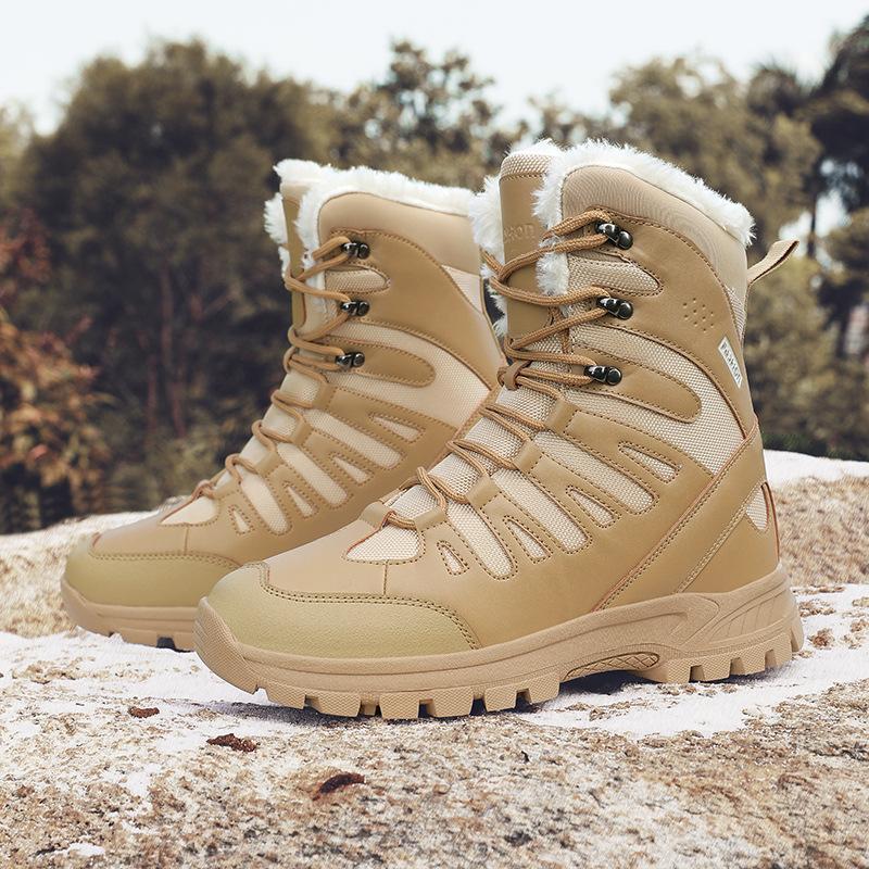 Winter Outdoor Cold-resistant and Warm Snow Boots High Boots Black Waterproof High-top Cotton Shoes