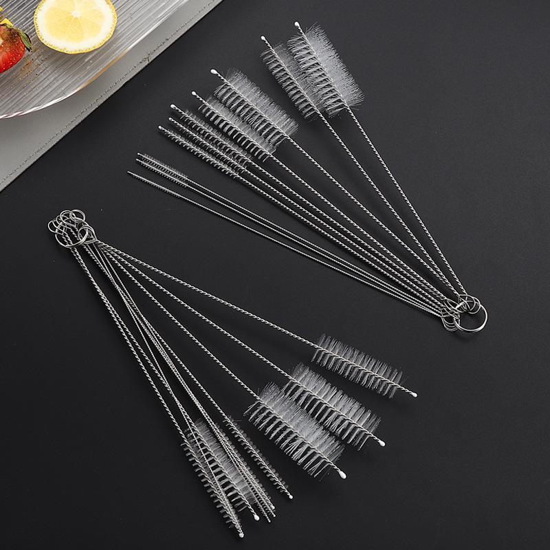 304 Stainless Steel & Nylon Straw Brush - Silicone Brush for Cleaning Children's Bottles & Medical Equipment