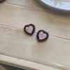 Zirconia Heart Earrings: Stylish Silver Needle Design, Sweet and Cool Fashion