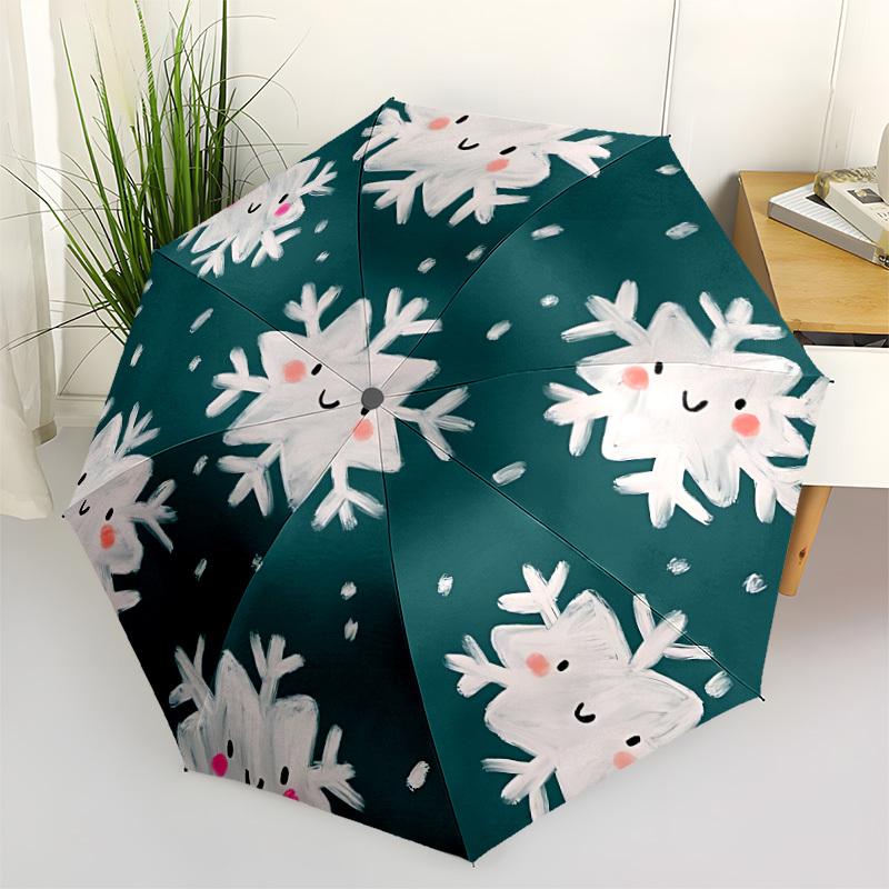 1pc Snowflakes Automatic Folding Umbrella - 8-Rib Automatic Open/Close, Large Canopy Birthday Festival Gift Yy251217167