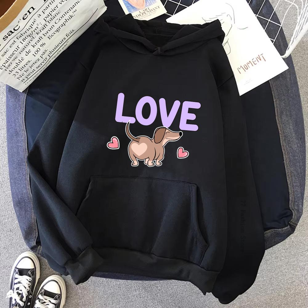 Cartoon Dog Love Printed Hoodie Women's Harajuku Autumn/Winter Home Fashion Neutral Super Large Hoodie Top