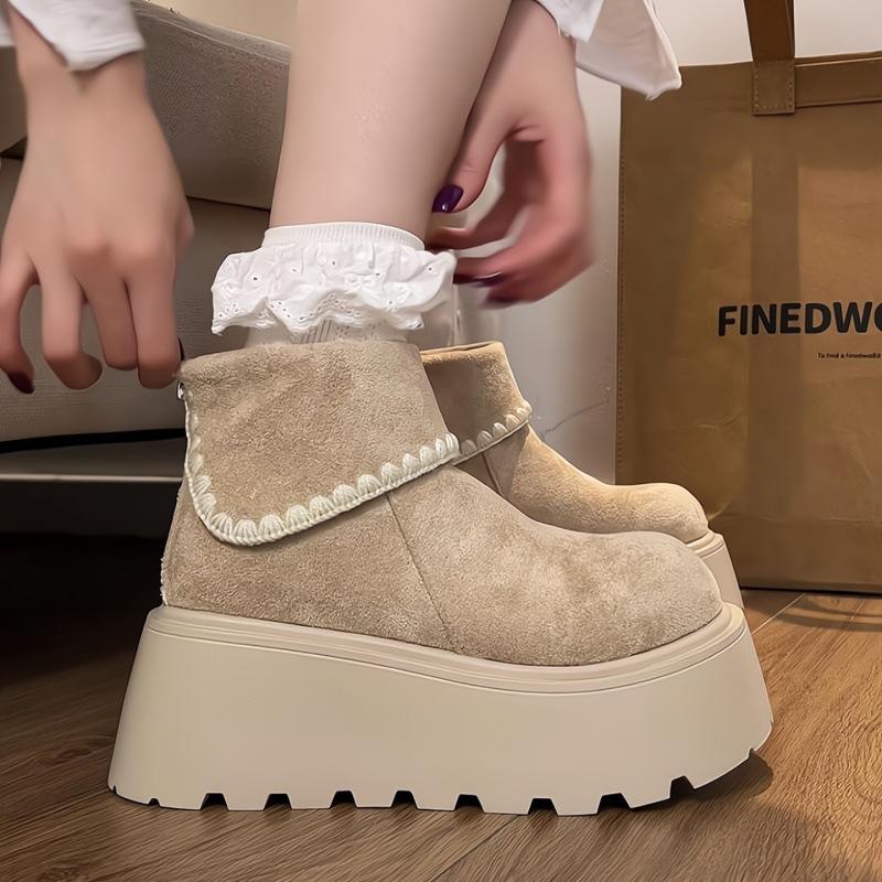 Suding's Small Muffin Thick-soled Short Boots for Women's 2025 Autumn and Winter New Fashionable Versatile and Thin Martin Boots