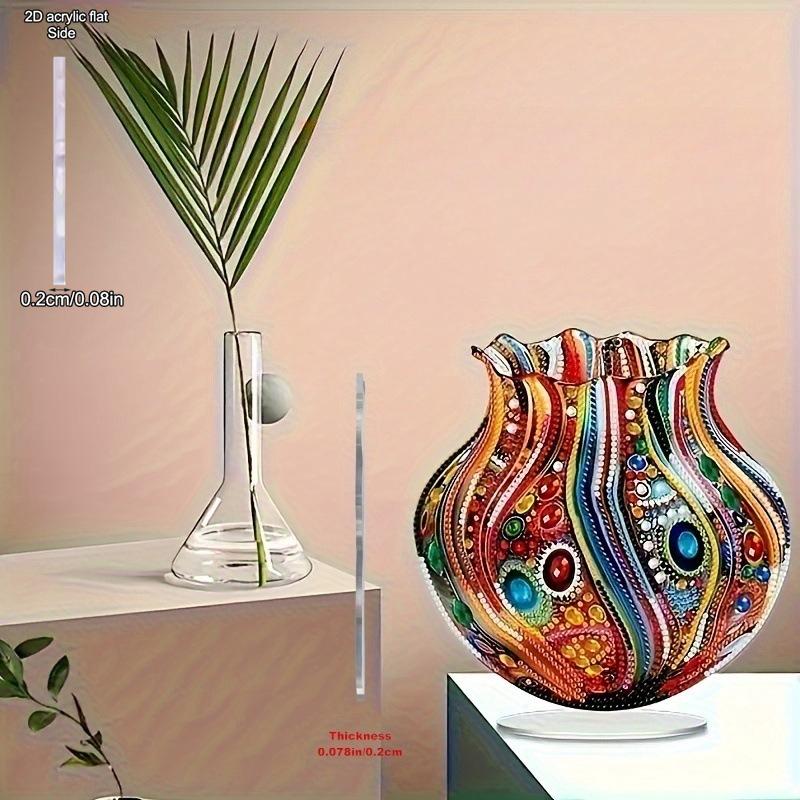 Acrylic Special Shape Diamond Gem Art Vase, Four Seasons Decoration, Novelty Home Decor, Perfect Durable for Bedroom
