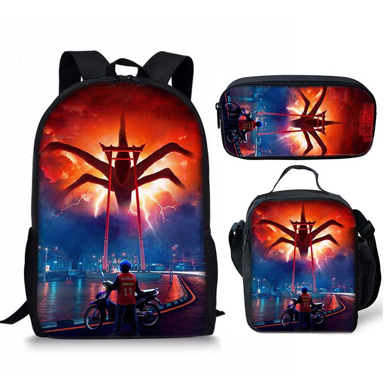 Stranger Things 4-Piece Set: Student Backpack, Shoulder Bag, and Pencil Case CLE