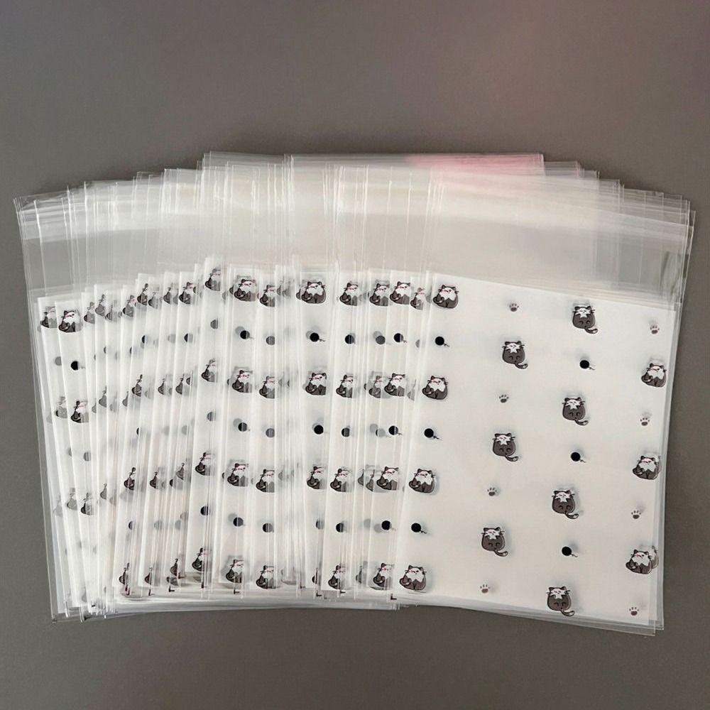 Cute 50Pcs Sealed Bag Transparent Cover Photoelectric Card Photo Card Organizer Self-adhesive Storage Bag ID Card