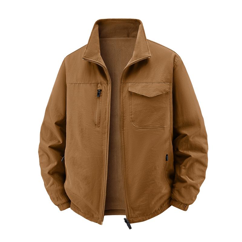 Men's Fleece Jacket, Thickened Warm Casual Top, Men's Reversible Jacket, Cotton Coat