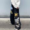 Hip Hop Ženy Graffiti Y2k Džíny nadměrných velikostí Jaro Podzim Kalhoty Streetwear Móda Vintage Vysoký pas Široké nohavice Ležérní kalhoty