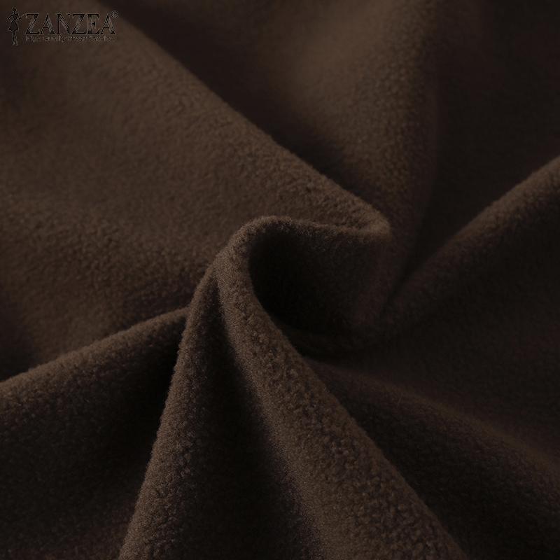 ZANZEA Women Autumn Turtleneck Long Sleeve Pocket Oversized T-Shirts