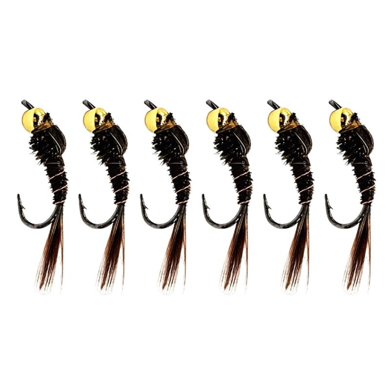 

6pcs High Performances Metal Nymph Fly Fishing Lures With Realistic Pheasant Tail Design For Enhances Fish Attraction 16