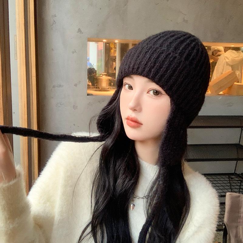 Hat Women's Wool Pullover Hat Students' Warm Ear Protection Knit Hat Korean Version Versatile Sweet Cute Fashion Lei Feng Hat