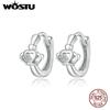 WOSTU 925 Sterling Silver Hypoallergenic Earrings Simple Geometric Triangle Cubic Zirconia Women Ear Buckles