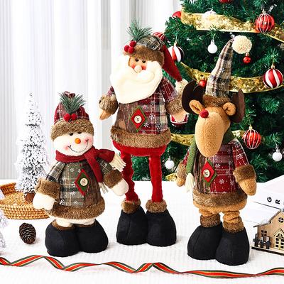 Christmas Retractable Doll Window Decoration Santa Claus Snowman Standing Doll Christmas Gift Decoration