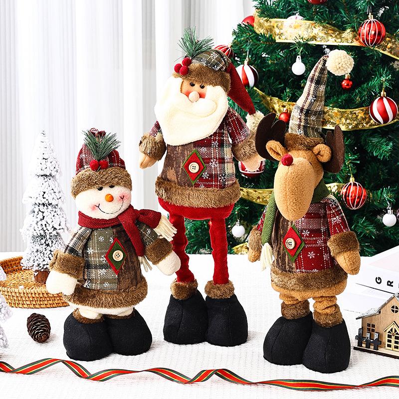 Christmas Retractable Doll Window Decoration Santa Claus Snowman Standing Doll Christmas Gift Decoration