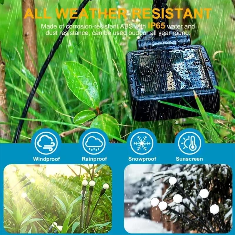 LED Solar Firefly Lawn Lights Outdoor Wind-Driven Garden Plug Lamp Waterproof for Yard Pathway Festival Christmas Decor Lighting