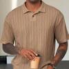 2025 New Men's Retro Short-sleeved T-shirt, Fashionable Loose Texture Knitted Polo Shirt, Men's T-shirt, Breathable and Casual Short-sleeved