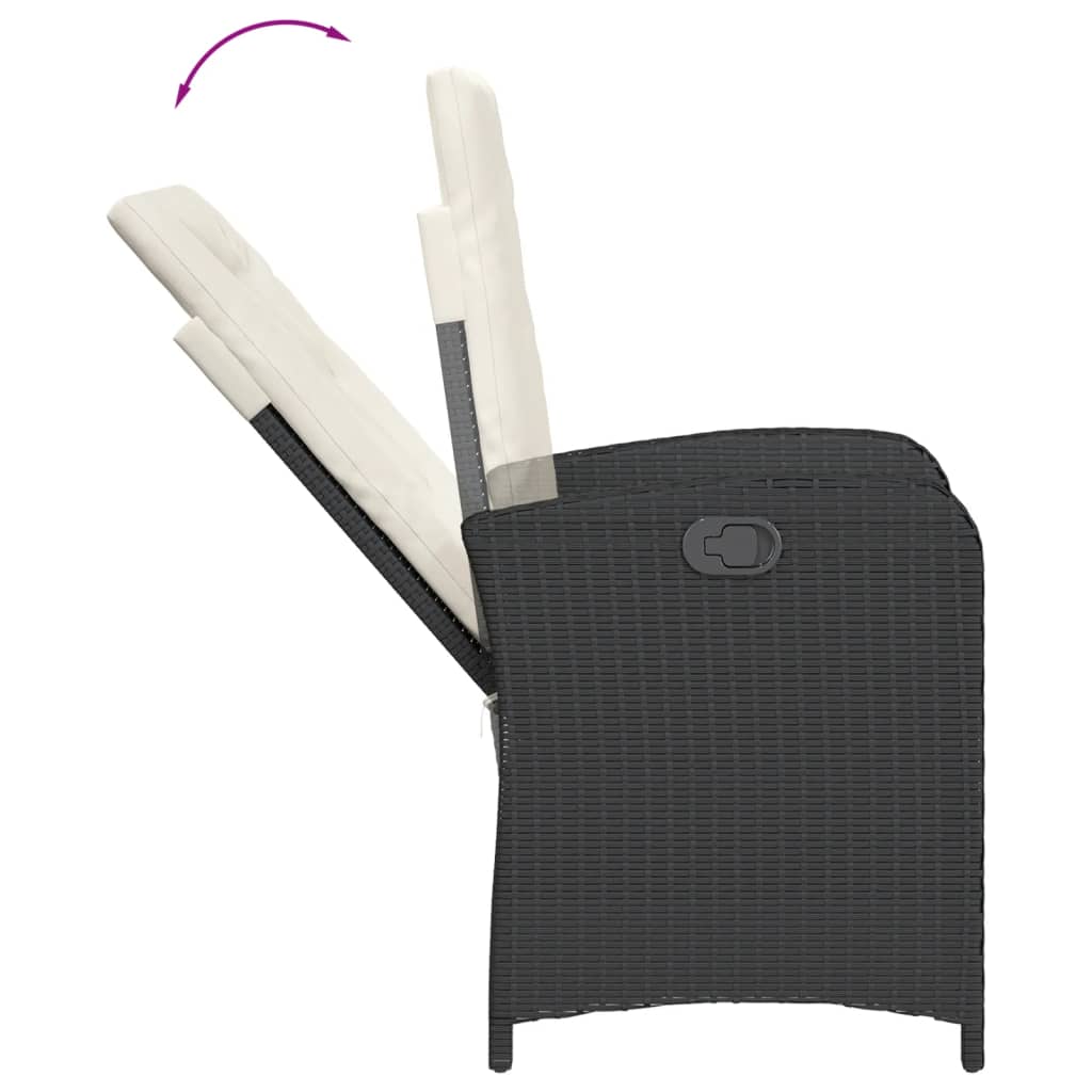 Vidaxl Folding Garden Chairs, 2 Pcs, Cushions, Black Rattan Pe