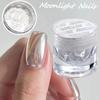 1/2KS Kouzelný Bílý Měsíční Světlo Chromový Prášek na Nehty Super Lesklý Zrcadlový Efekt Metalický Pigment na Nehty Třpytivý Třecí Prach Nehty 0,2g