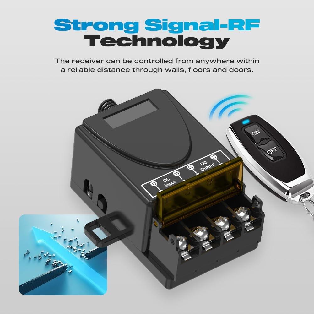 12V Wireless Remote Switch 30A Relay Rf Control 328Ft Long Range