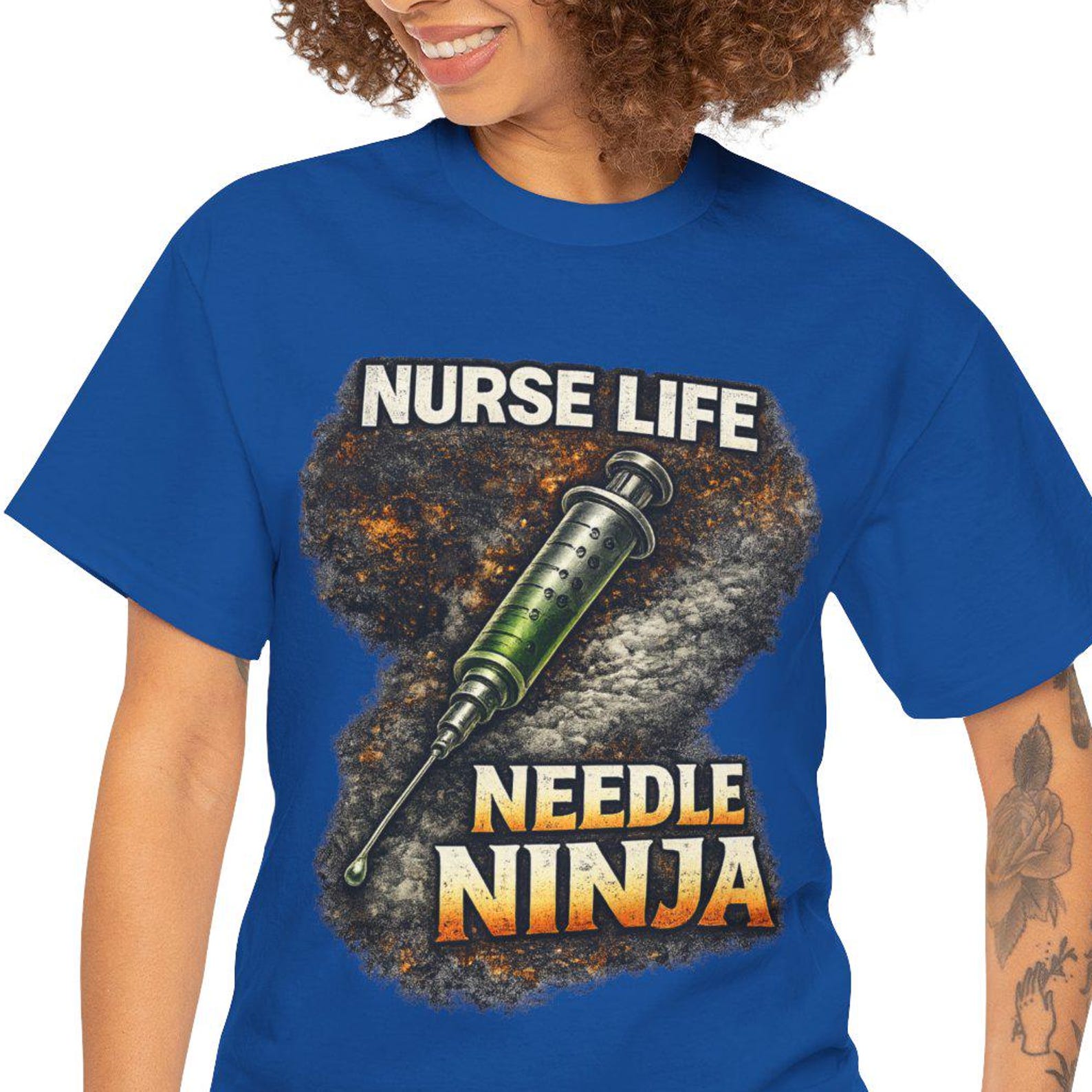 Nurse Life Needle Ninja T-Shirt | Syringe Graphic Tee, Nursing Humor 4XL
