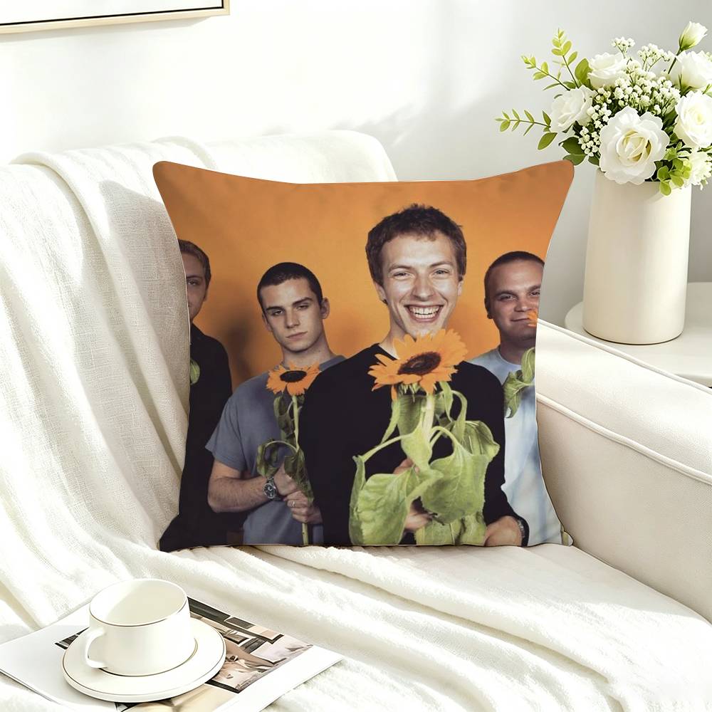 c-Coldplay MUSIC Square Double-Sided printed Pillow Case Bedroom Bedside Pillow Sofa Cushion Cover