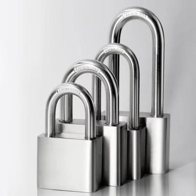 304 Stainless Steel Door Lock Padlock Silver Heavy Duty Solid Lock Anti-theft Waterproof Antirust Street Lock