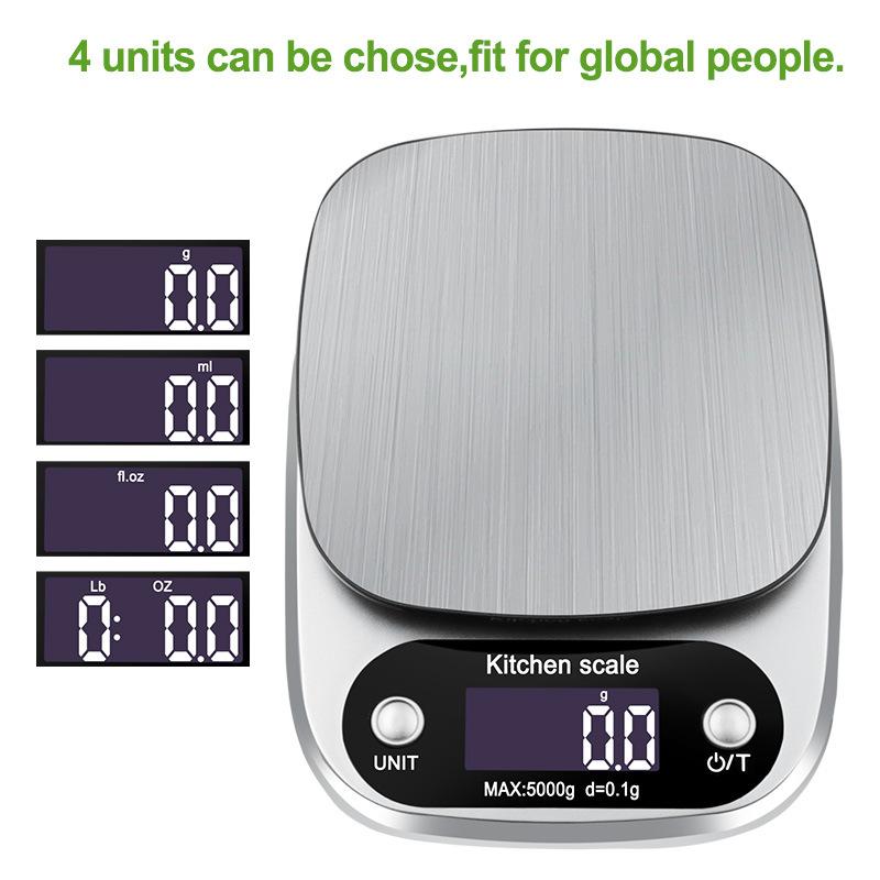 Digital Kitchen Scales 3/5/10kg Stainless Steel Weighing For Food Diet Postal Balance Measuring LCD Precision Electronic Scale