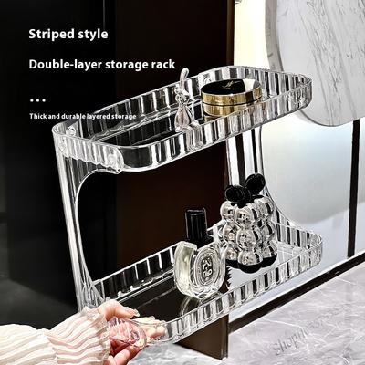 Light Luxury Double Dresser Organizer Transparent Perfume Rack Bathroom Skin Care Makeup Organizer Vanity Shelf