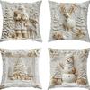 4pcs Soft Christmas Cushion Covers Luxury Velvet Pillow Covers with 3D Printing Festive Decor for Living Room Sofa Bedroom Machine Washable