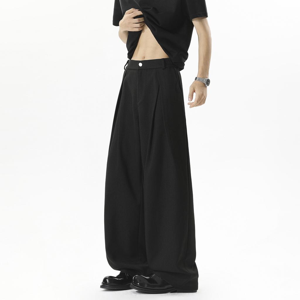 A-word Pants High-grade Pleated Trousers Men's and Women's Spring and Summer Cleanfit Drape Wide-leg Pants Loose Casual Pants