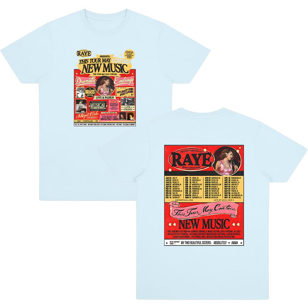 

Raye Tour 2026 Графічні футболки Жіночі Чоловічі Мода Футболка з коротким рукавом Повсякденна М яка Бавовна Літо Трендовий Дизайн Вуличний одяг Y2K M світло-синій колір