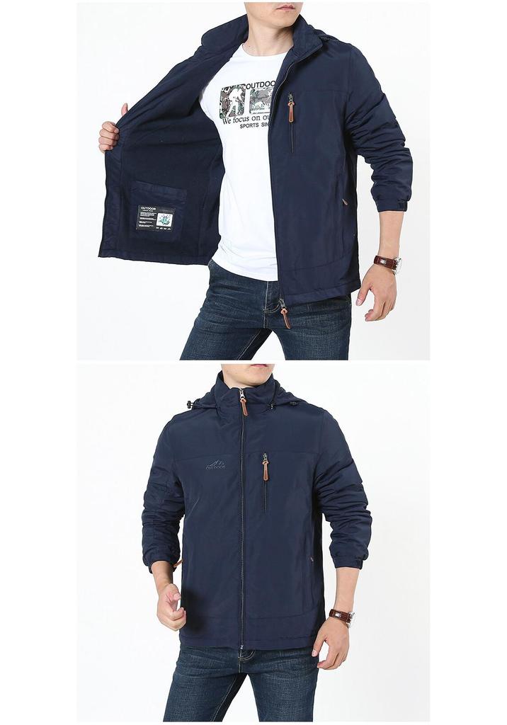 Men's Waterproof Breathable Outdoor Jacket with Detachable Hood - Spring/Autumn Plus Size Windbreaker & Sport Casual Outerwear.