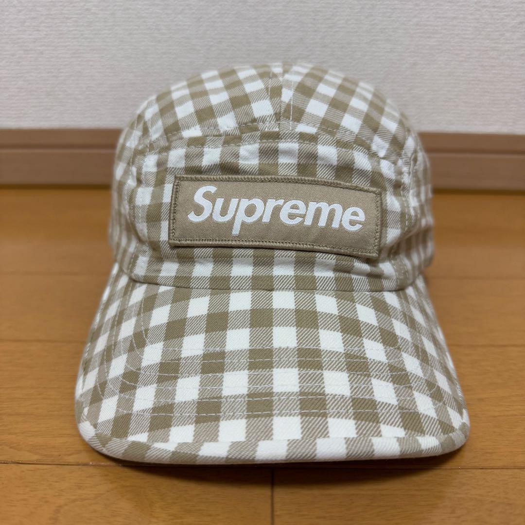 

[USED] Supreme Gingham Camp Cap Tan 2023SS