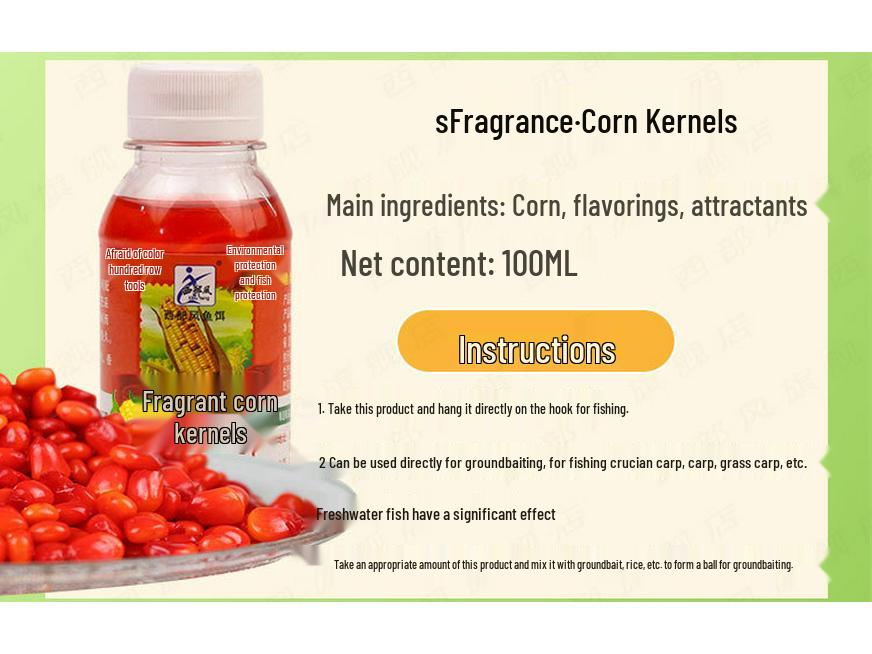 Western Style VB Sweet Corn Grain Fishing Hook Bait - Ideal for Grass Carp and Other Fish, Small Bottle