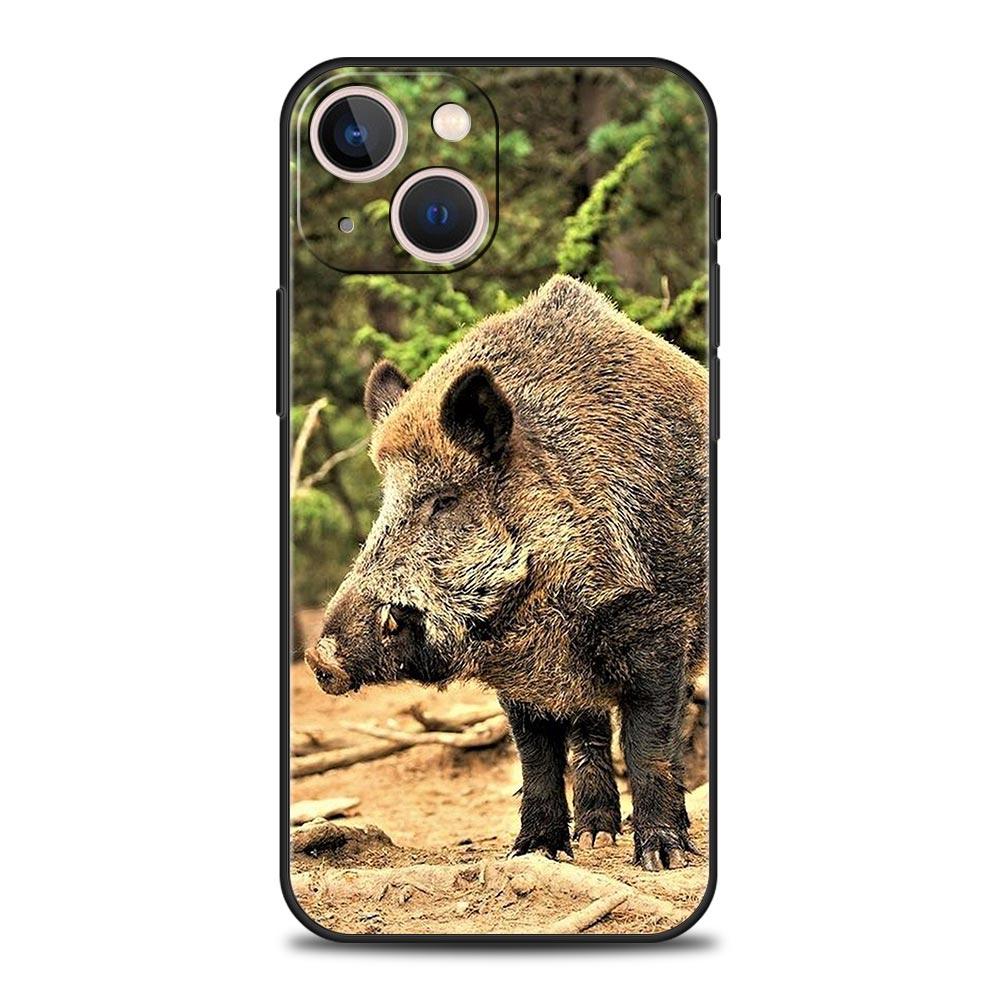 Animal Wild Boar Phone Case For iPhone 16e 15 14 13 12 11 Pro Max XS X XR SE 7 8 Plus Shell iPhone 16 Soft TPU Cover