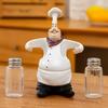 1pc of chef holding salt and pepper shaker resin figurine, suitable for kitchen dining room and Christmas party supplies