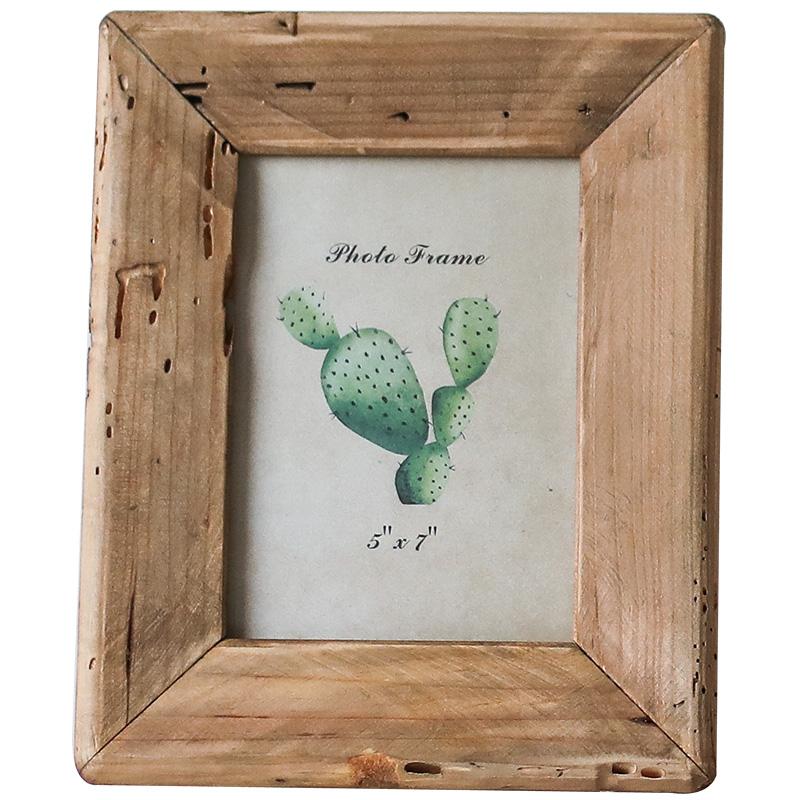 Rustic Retro Style Photo Frame For Tabletop Home Decoration, Handmade with Natural Brown Pine Wooden Picture Frame